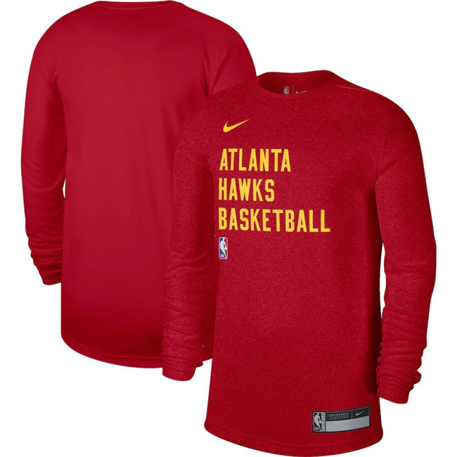 Men's Atlanta Hawks Red 2023/24 Legend On-Court Practice Long Sleeve T-Shirt